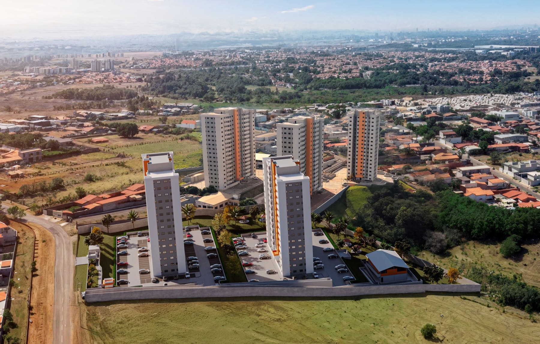 Fotomontagem ilustrativa da previsão do Residencial Verona 2 no bairro Saltinho em Paulinia